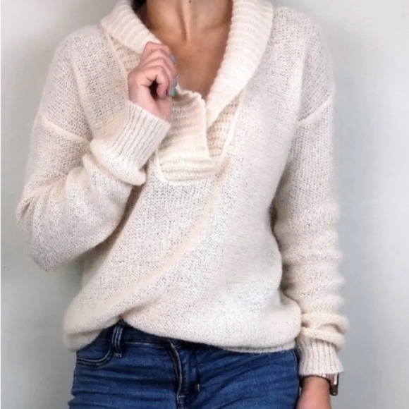 J. Crew dolce shawl collar popover light pink medium mohair wool blend - Picture 3 of 10